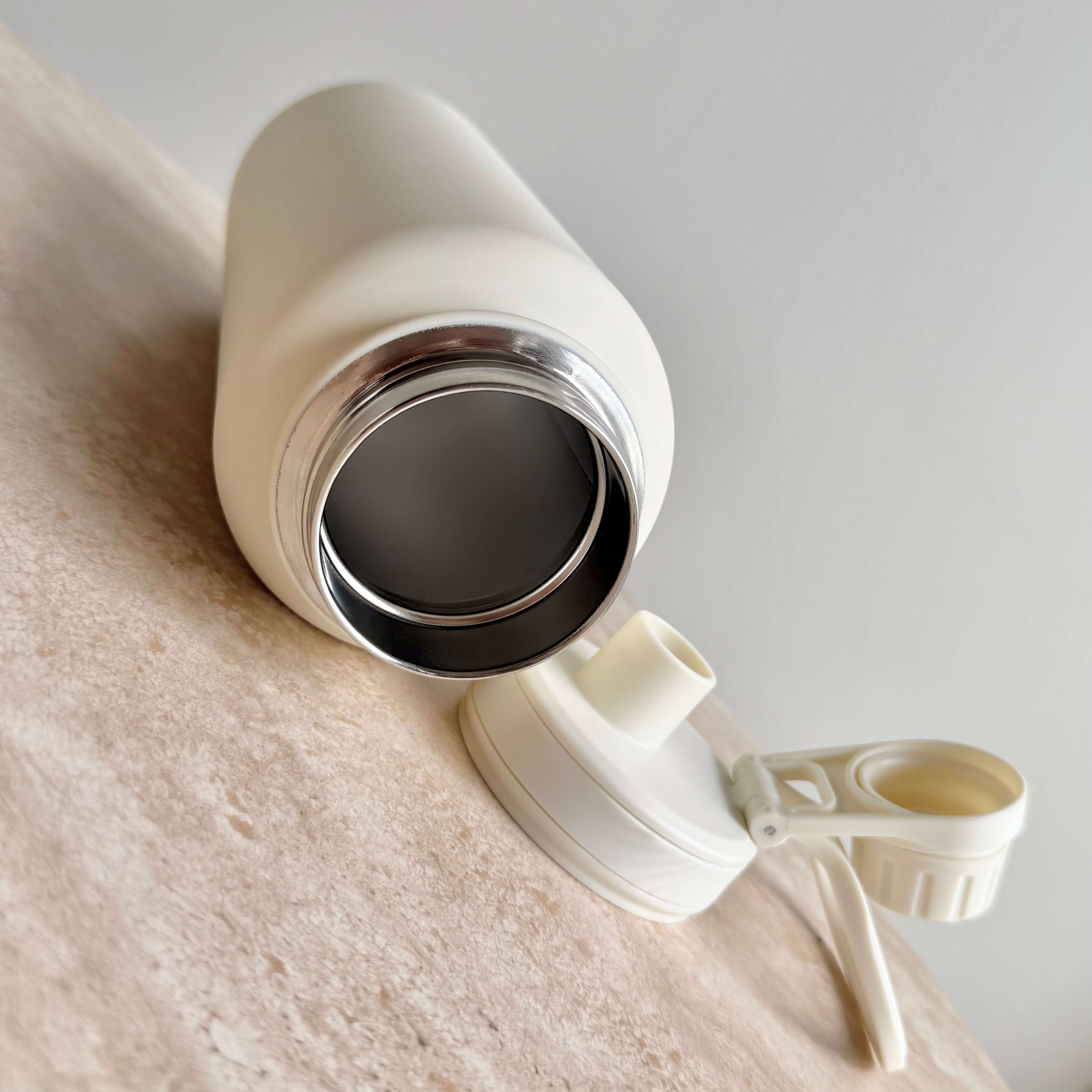 Open GlowRise bottle stainless steel interior