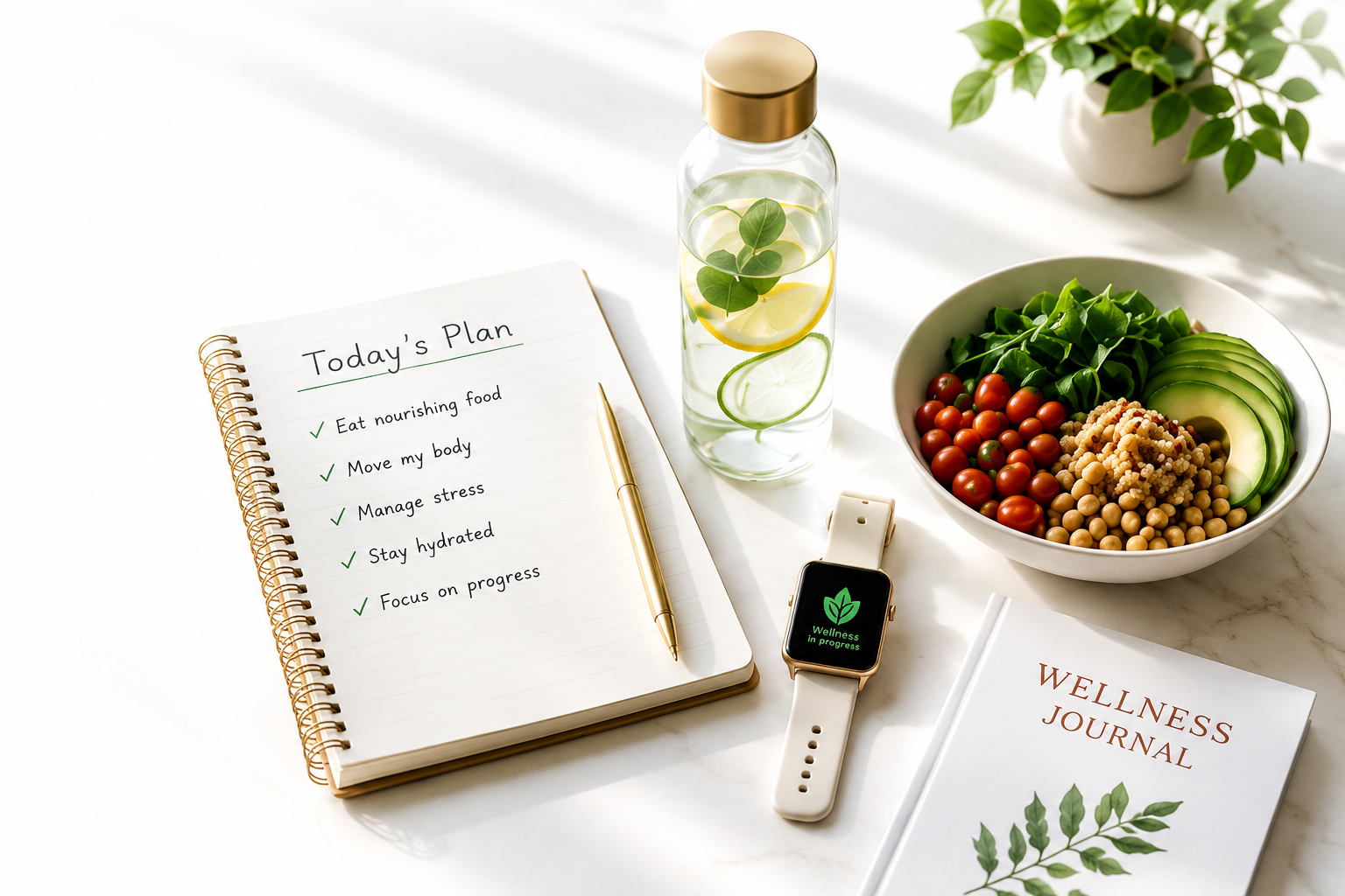 Health coaching wellness journal, nutrition planning, and digital habit tracker
